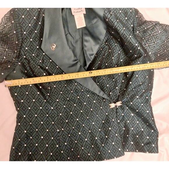 Kathy Roberts Emerald Embellished Evening Jacket Blazer Size 18 Glam Formal - Picture 4 of 11